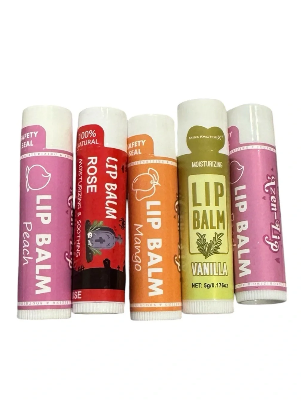 Assorted Lip Balm Set - Rose, Mango, Vanilla & 2 Peach